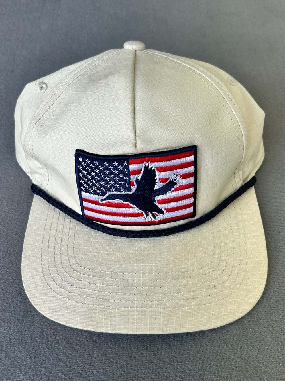 Burlebo American Flag Duck Logo Snapback Hat in Off-White